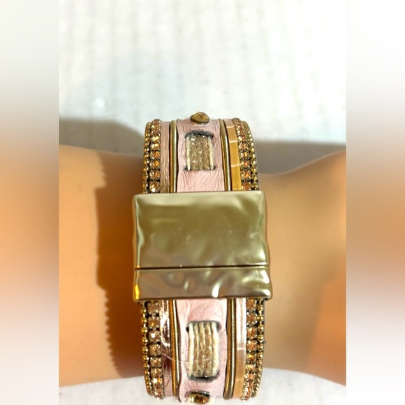 Fashion jewelry multicolor print genuine leather magnetic bracelet one size - Picture 1 of 3